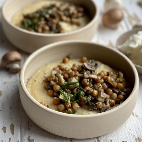 Polenta s houbami a cizrnou