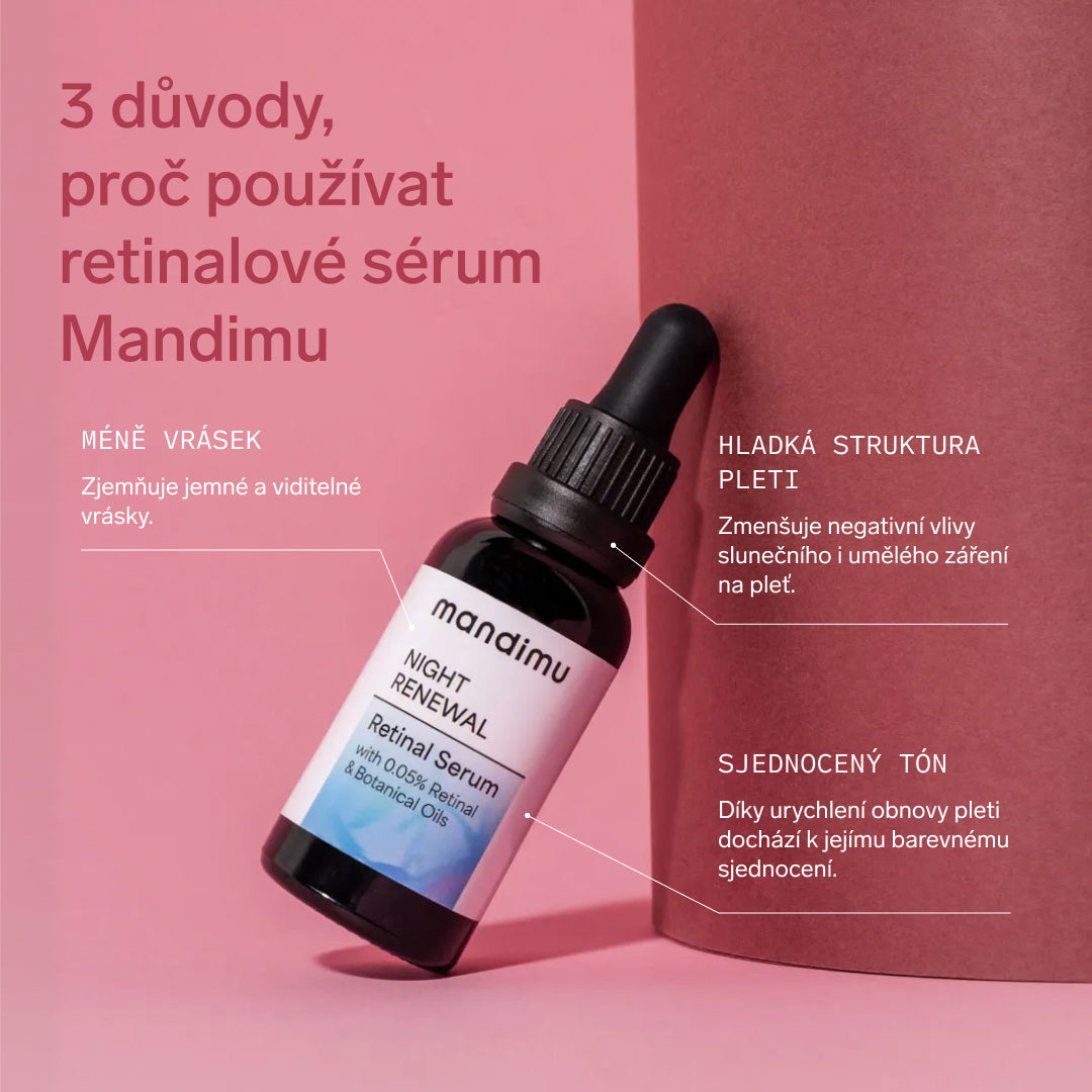 Noční retinalové sérum Night Renewal s 0,05 % retinalu & rostlinnými oleji 30 ml