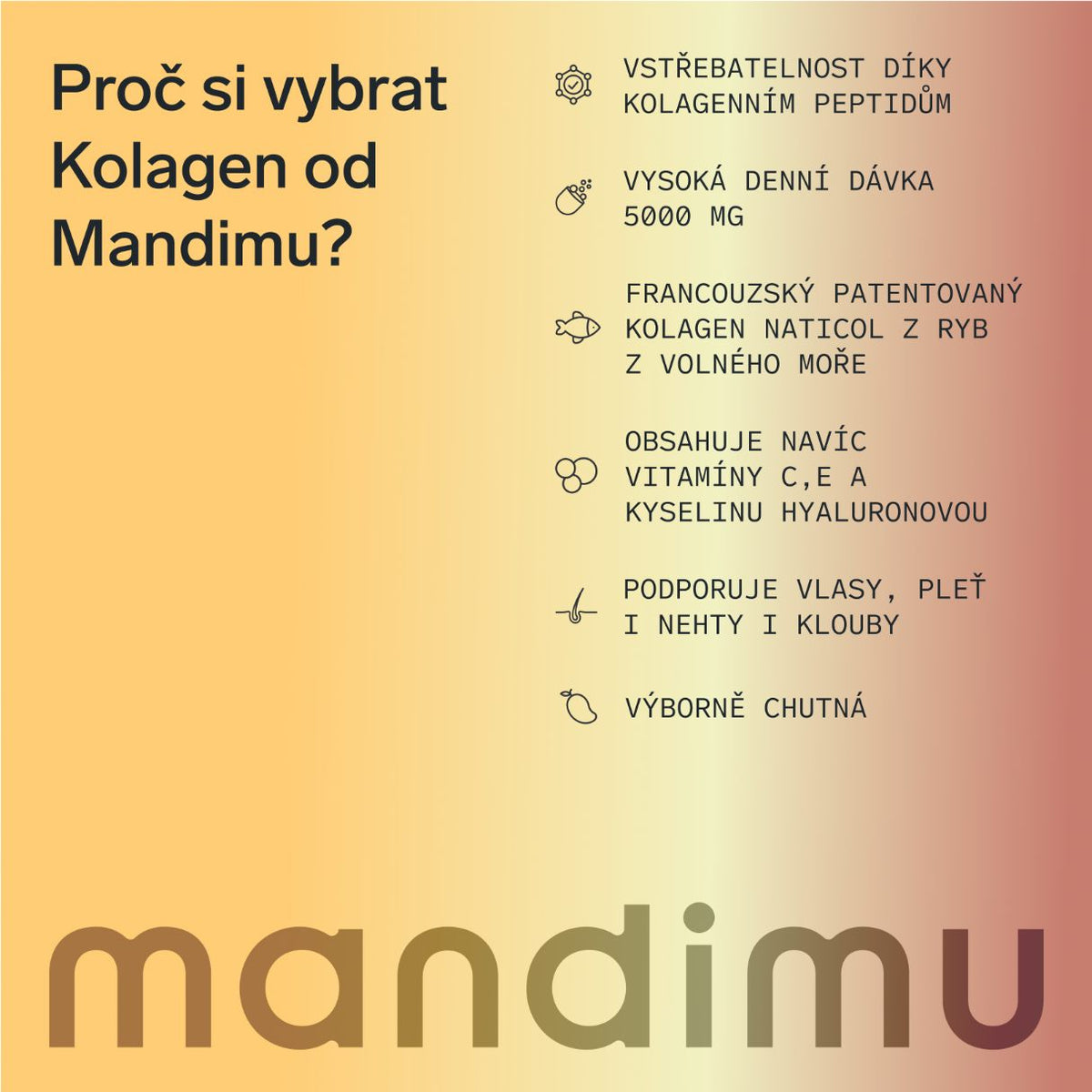 Prémiový kolagen s kys. hyaluronovou a vitamíny C a E (příchuť mango) | sada 2 ks v dárkovém balení