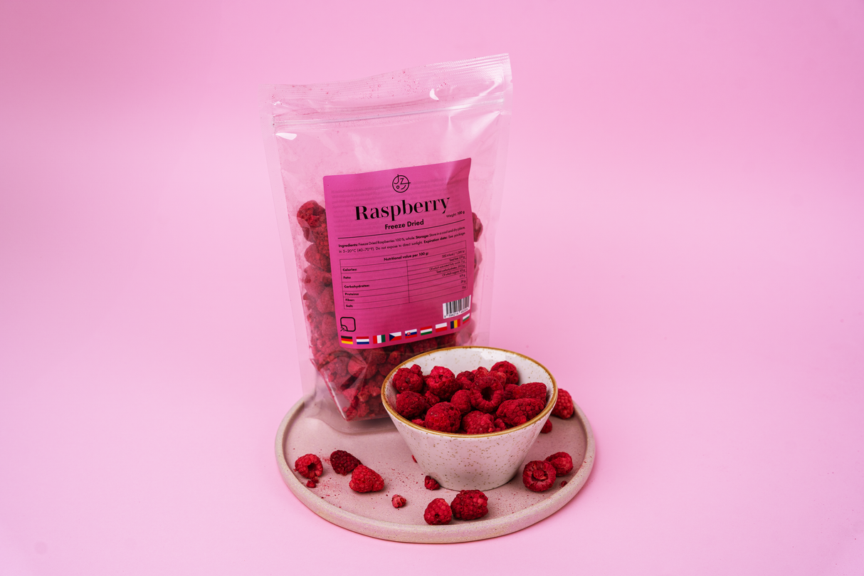 Sada lyofilizovaného (mrazem sušeného) ovoce – jahody, maliny, banány a mango 🍌🥭🍓