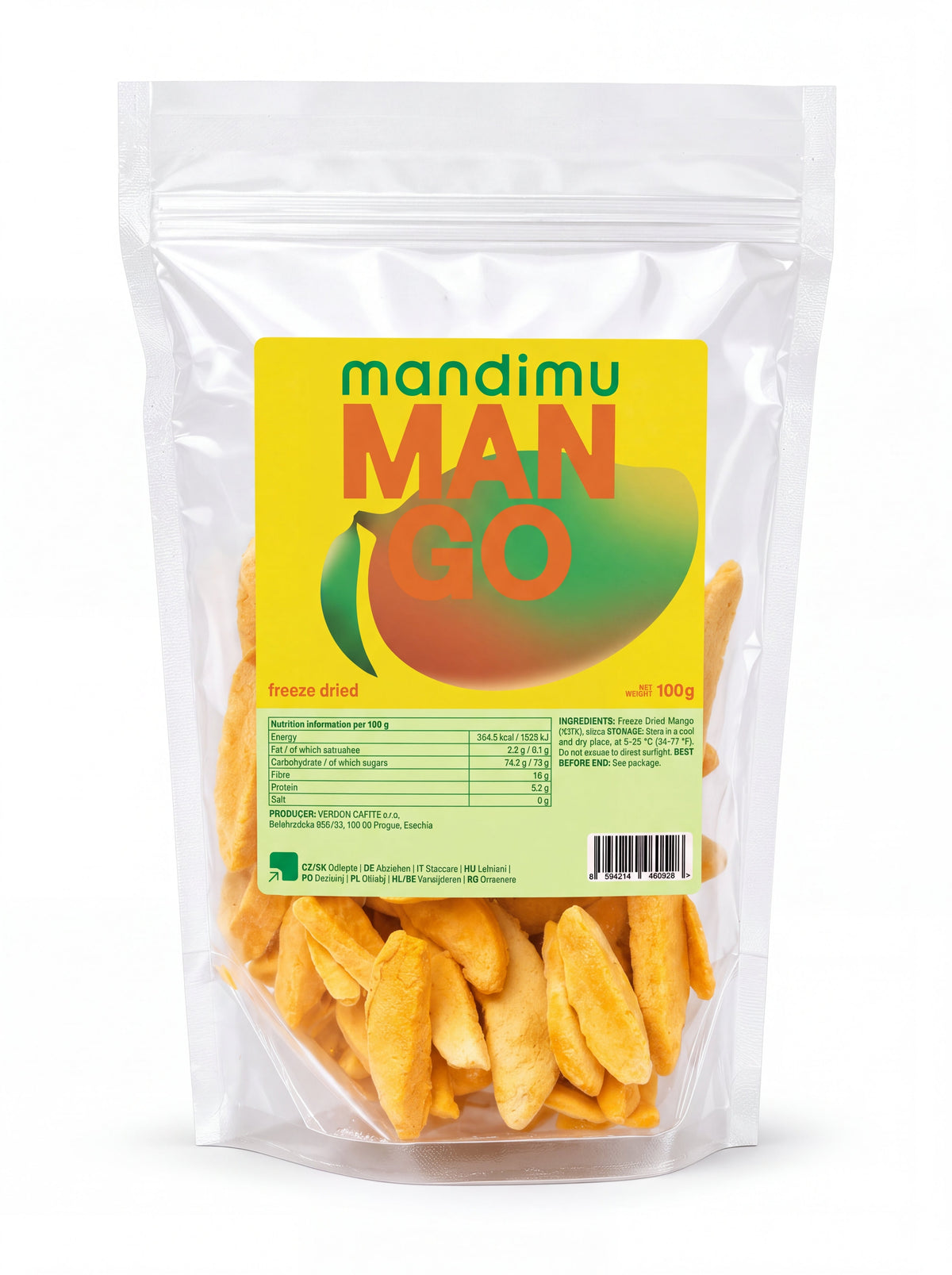 Lyofilizované mango (sušené mrazem) 100 g balení – balení