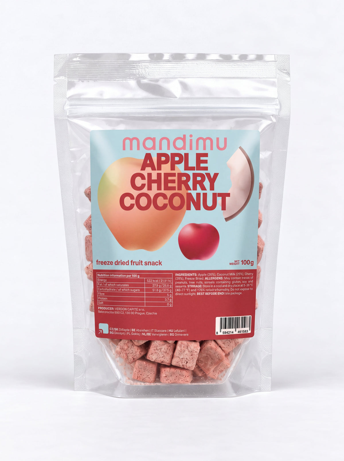 Třešňovo-kokosové kousky s jablkem (lyofilizované) 100 g balení – balení