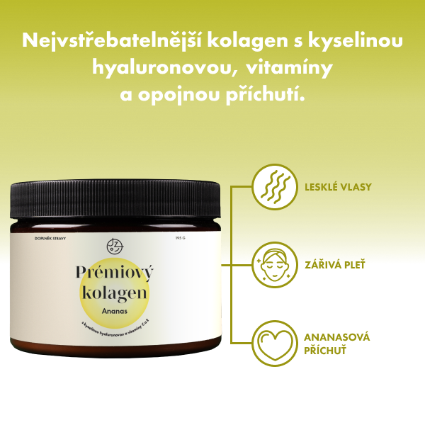 Prémiový kolagen s kyselinou hyaluronovou a vitamíny C a E (příchuť ananas)