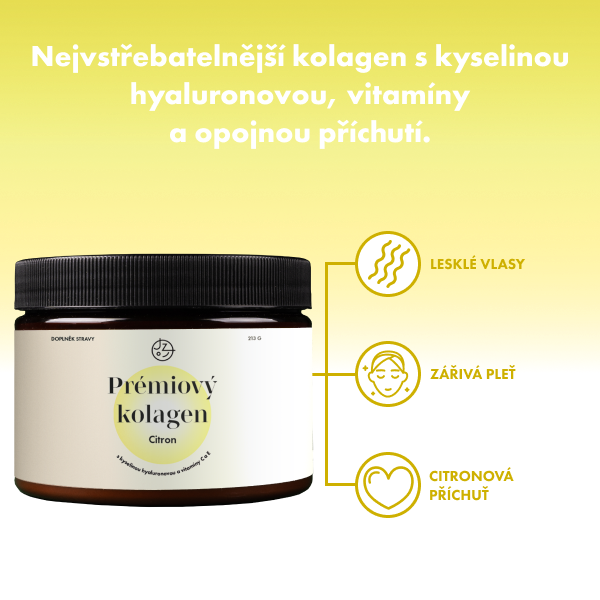 Prémiový kolagen s kyselinou hyaluronovou a vitamíny C a E (příchuť citron)