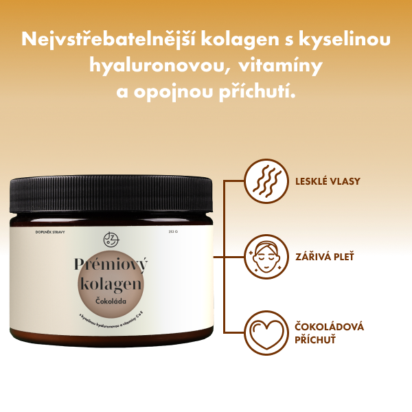 Prémiový kolagen s kyselinou hyaluronovou a vitamíny C a E (příchuť čokoláda)