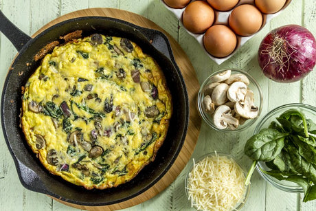 Frittata se špenátem a houbami