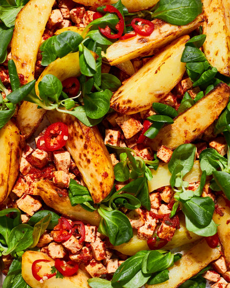 Hash s tofu a rajčaty