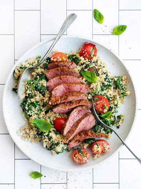 Hovězí steak se špenátovou quinoou