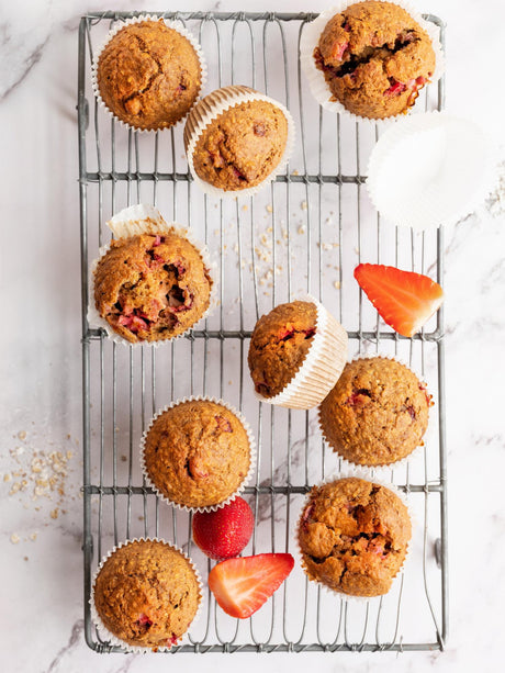 Jahodovoovesné muffiny