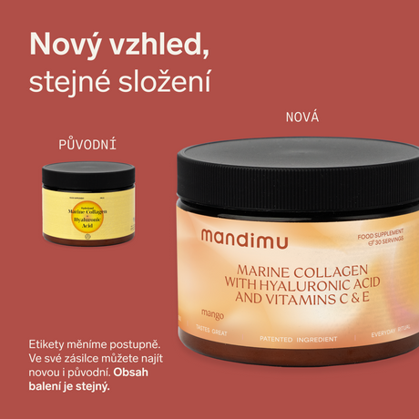 Prémiový kolagen s kys. hyaluronovou a vitamíny C a E (mangový)