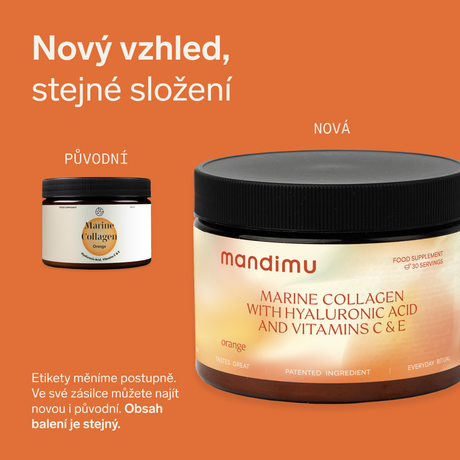 Prémiový kolagen s kys. hyaluronovou a vitamíny C a E (pomerančový)
