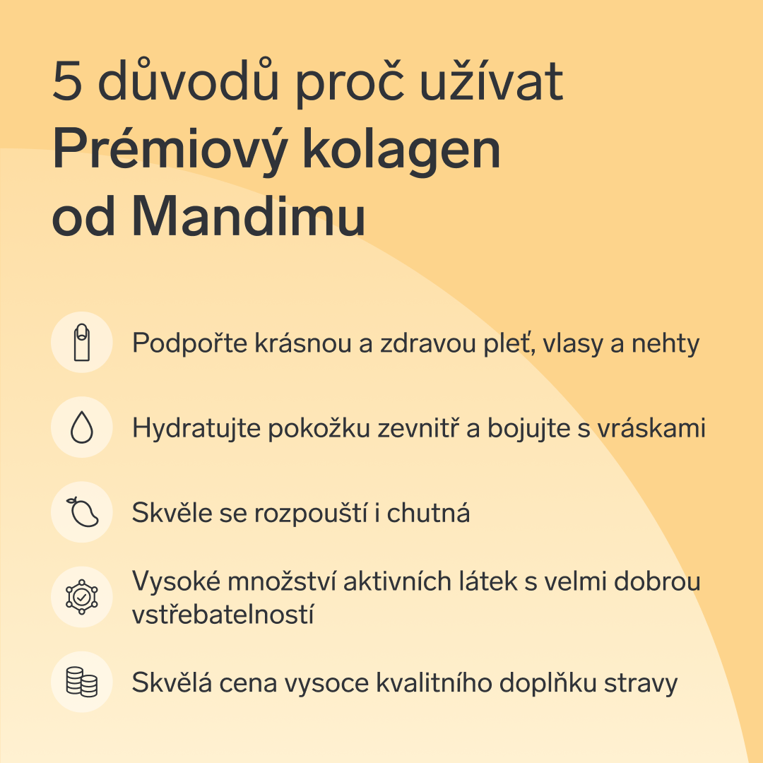Prémiový kolagen s kys. hyaluronovou a vitamíny C a E (mangový)