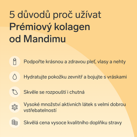 Prémiový kolagen s kys. hyaluronovou a vitamíny C a E (mangový)