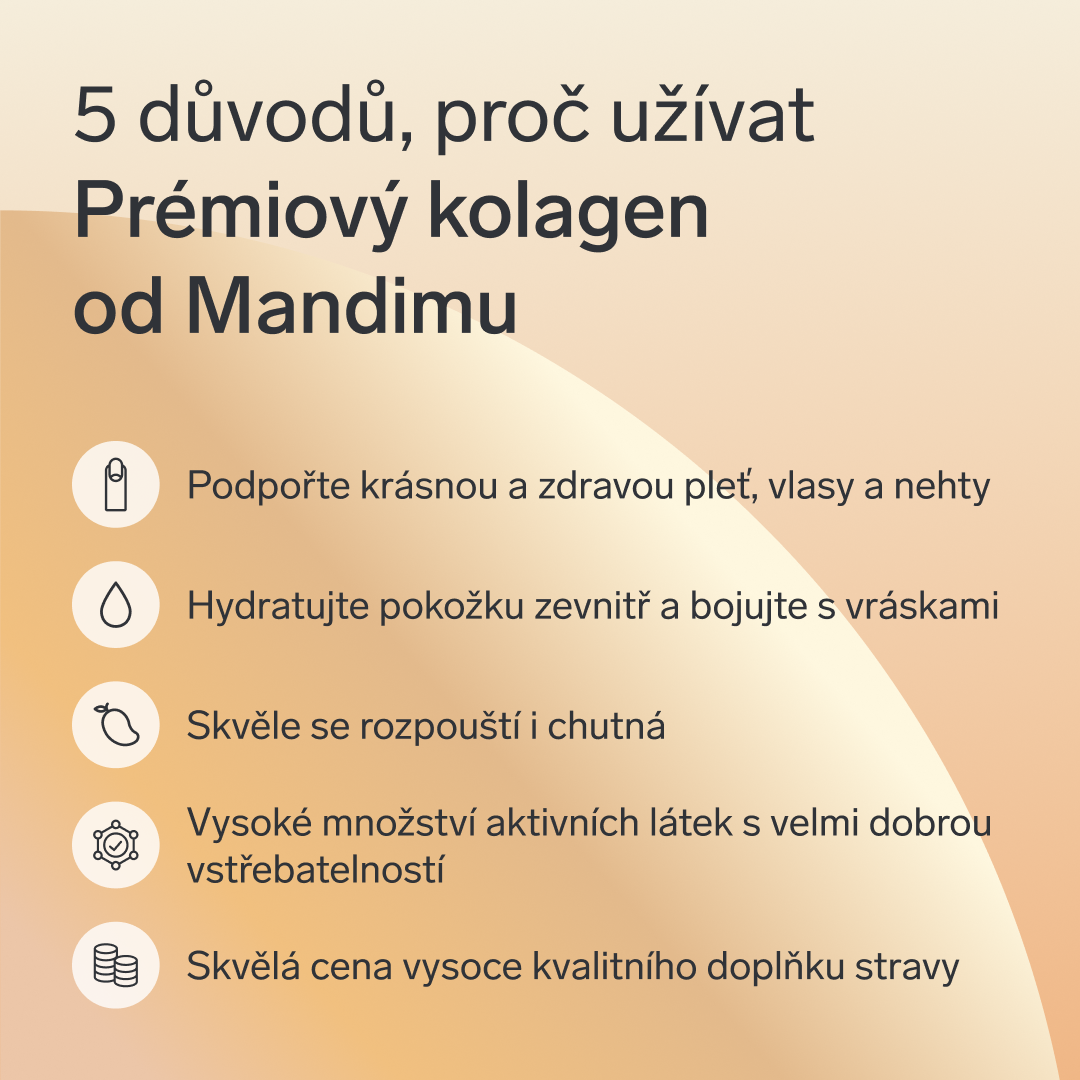 Prémiový kolagen s kys. hyaluronovou a vitamíny C a E (mangový)