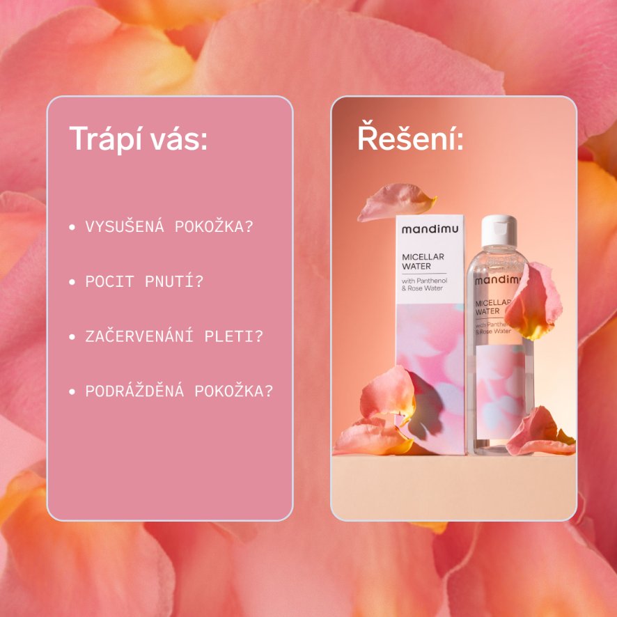 Micelární voda s panthenolem a růžovou vodou 250 ml