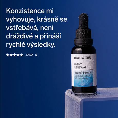 Noční retinalové sérum Night Renewal s 0,05 % retinalu & rostlinnými oleji 30 ml