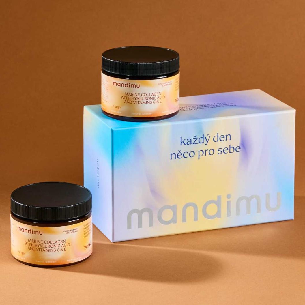 Prémiový kolagen s kys. hyaluronovou a vitamíny C a E (příchuť mango) | sada 2 ks v dárkovém balení