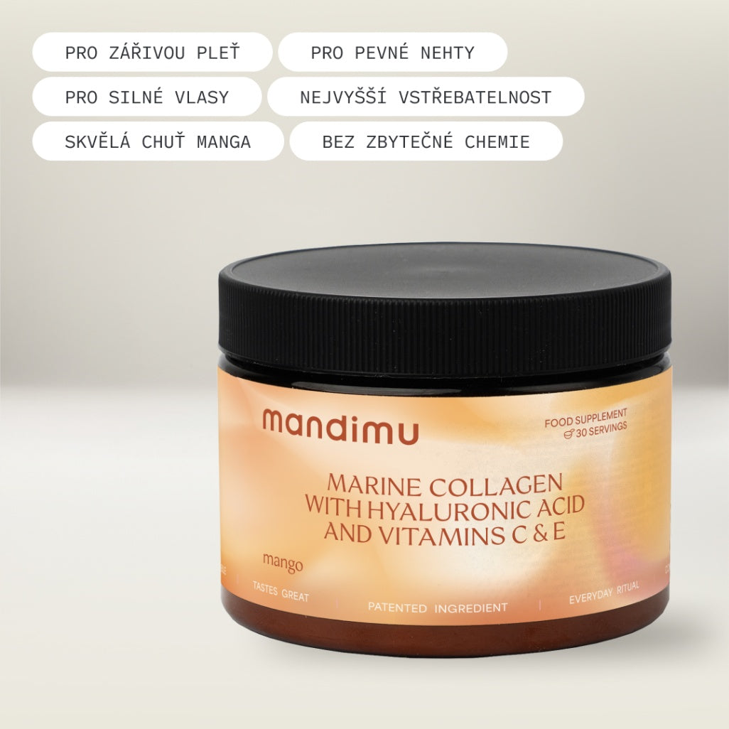 Prémiový kolagen s kys. hyaluronovou a vitamíny C a E (příchuť mango) | sada 2 ks v dárkovém balení