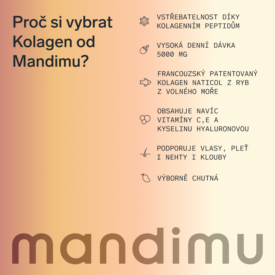 Prémiový kolagen s kys. hyaluronovou a vitamíny C a E (mangový)