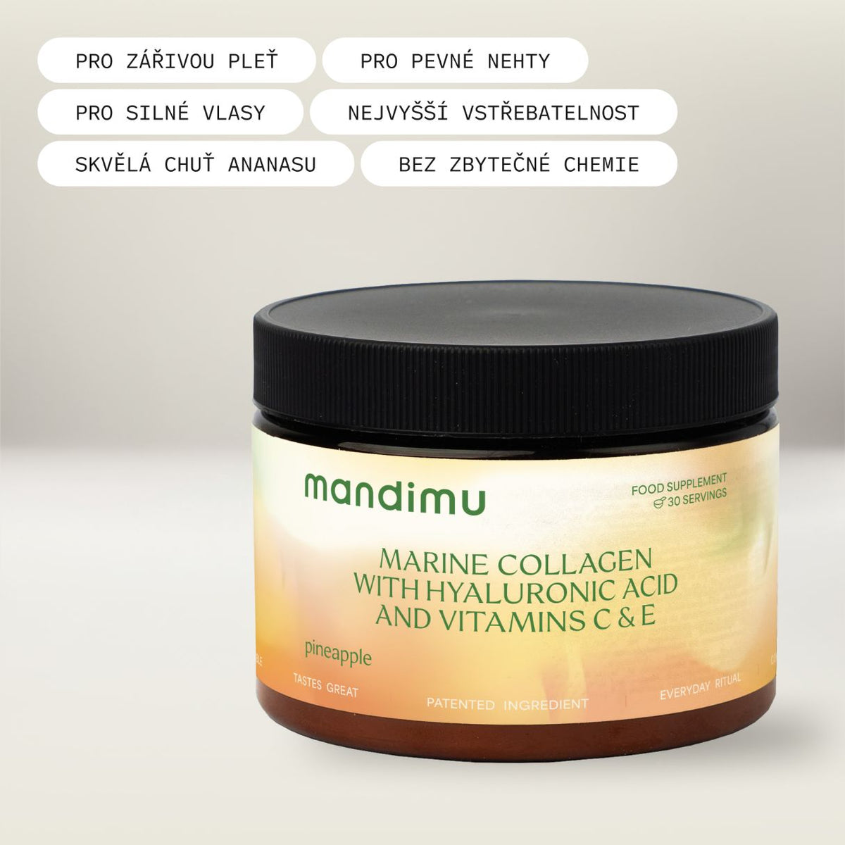 Prémiový kolagen s kys. hyaluronovou a vitamíny C a E (ananasový)