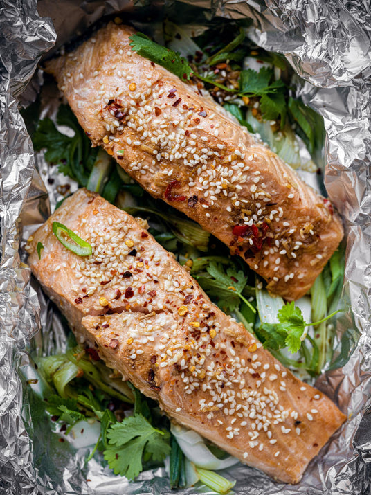 Dušený losos se sójovou omáčkou