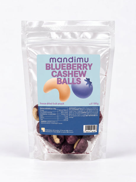 Borůvkové kuličky s kešu (lyofilizované) 100 g balení – balení