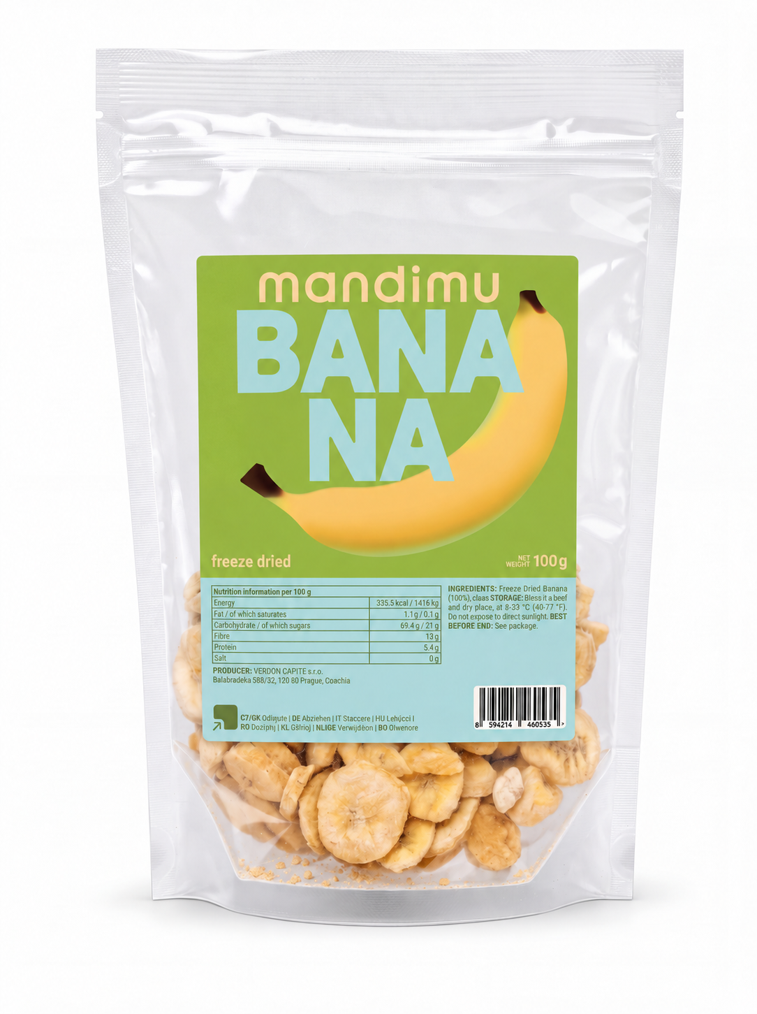 Lyofilizované banány (sušené mrazem) 100 g balení – balení