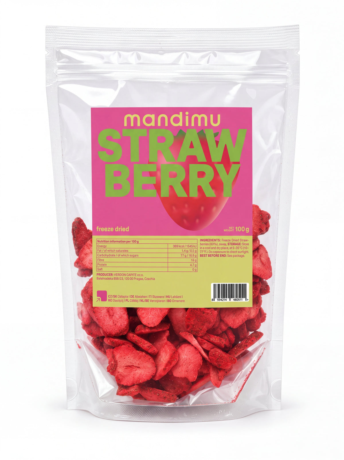 Lyofilizované jahody (sušené mrazem) 100 g balení – balení